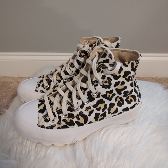 Converse CTAS Lugged Hi Top Platform Sneaker Leopard Various Sizes - Picture 9 of 13
